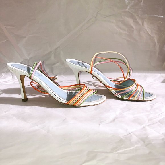 Lambertson Truex multicolored wraparound high heels Sz 37.5 + box + dustbag - Picture 4 of 11